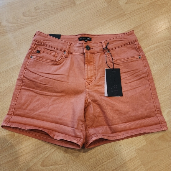 NWT Dear John Soft Stretch Denim Chalk Pink Orange Terracotta Shorts. Size 29. - Picture 8 of 16
